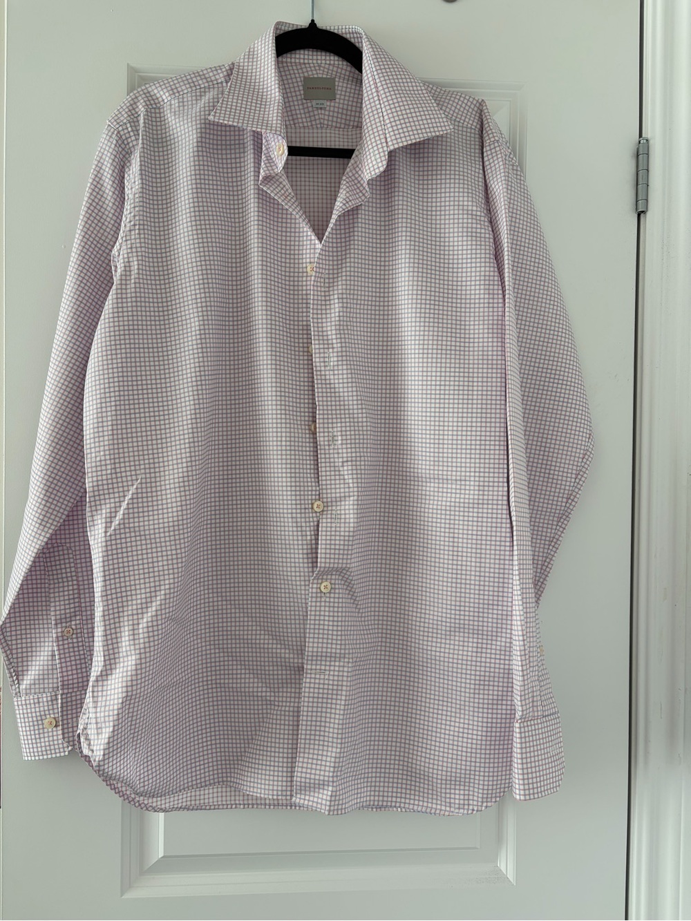 Samuelsohn Lavender and White Micro-Check Dress Shirt